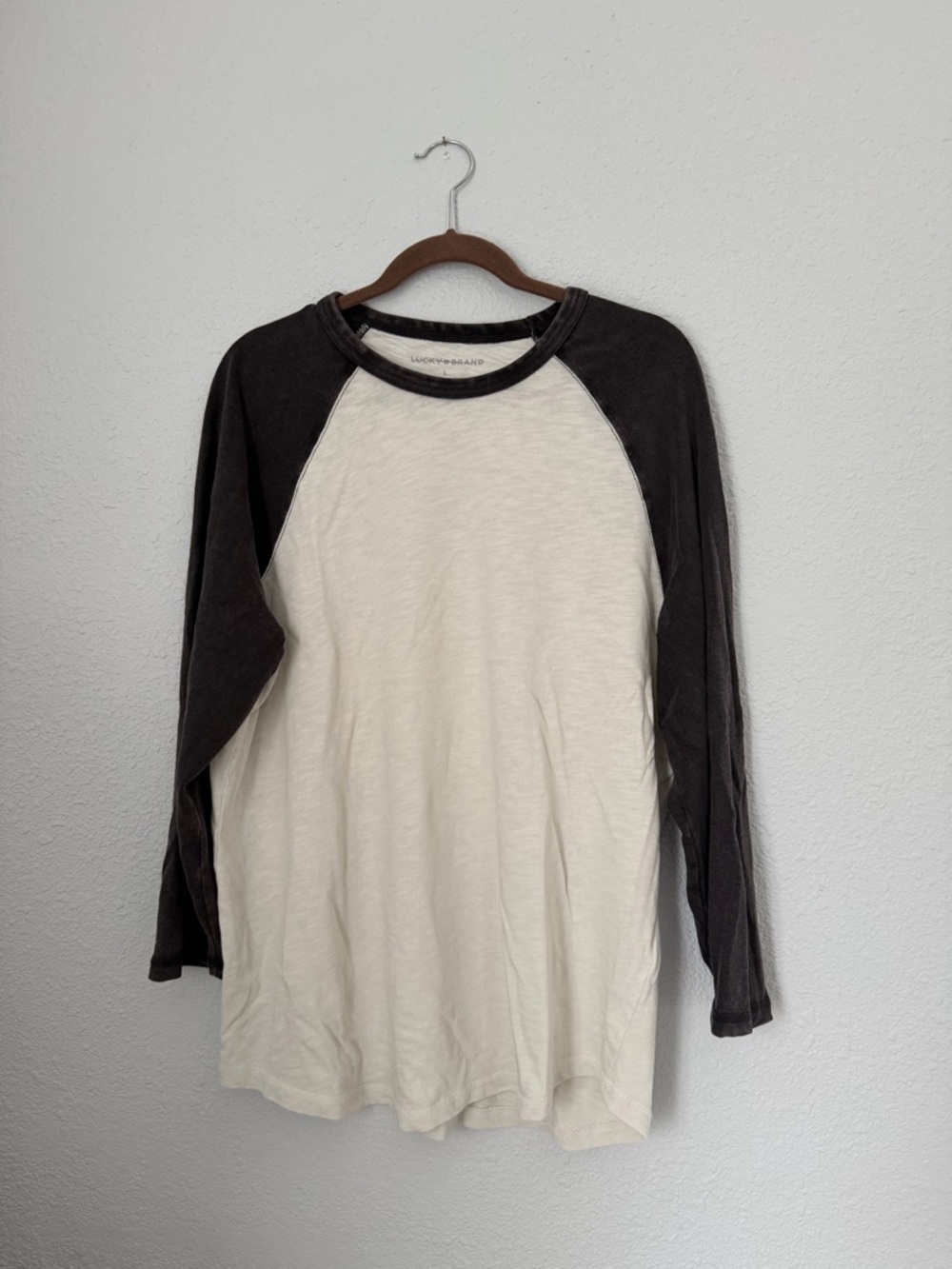 Lucky Brand Baseball Raglan Sleeve Long Sleeve Top | Large